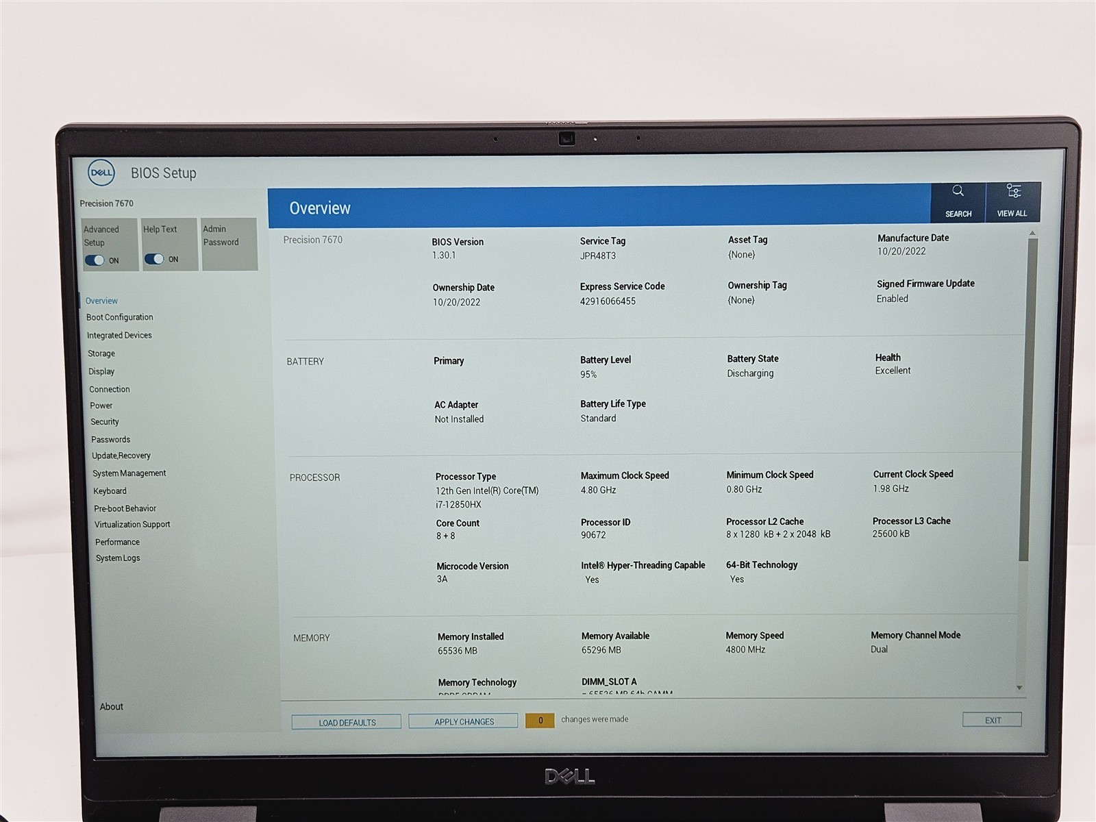 Dell Precision 7670 16″ Core i7-12850HX 2.1GHz 64GB 1TB SSD RTX A1000