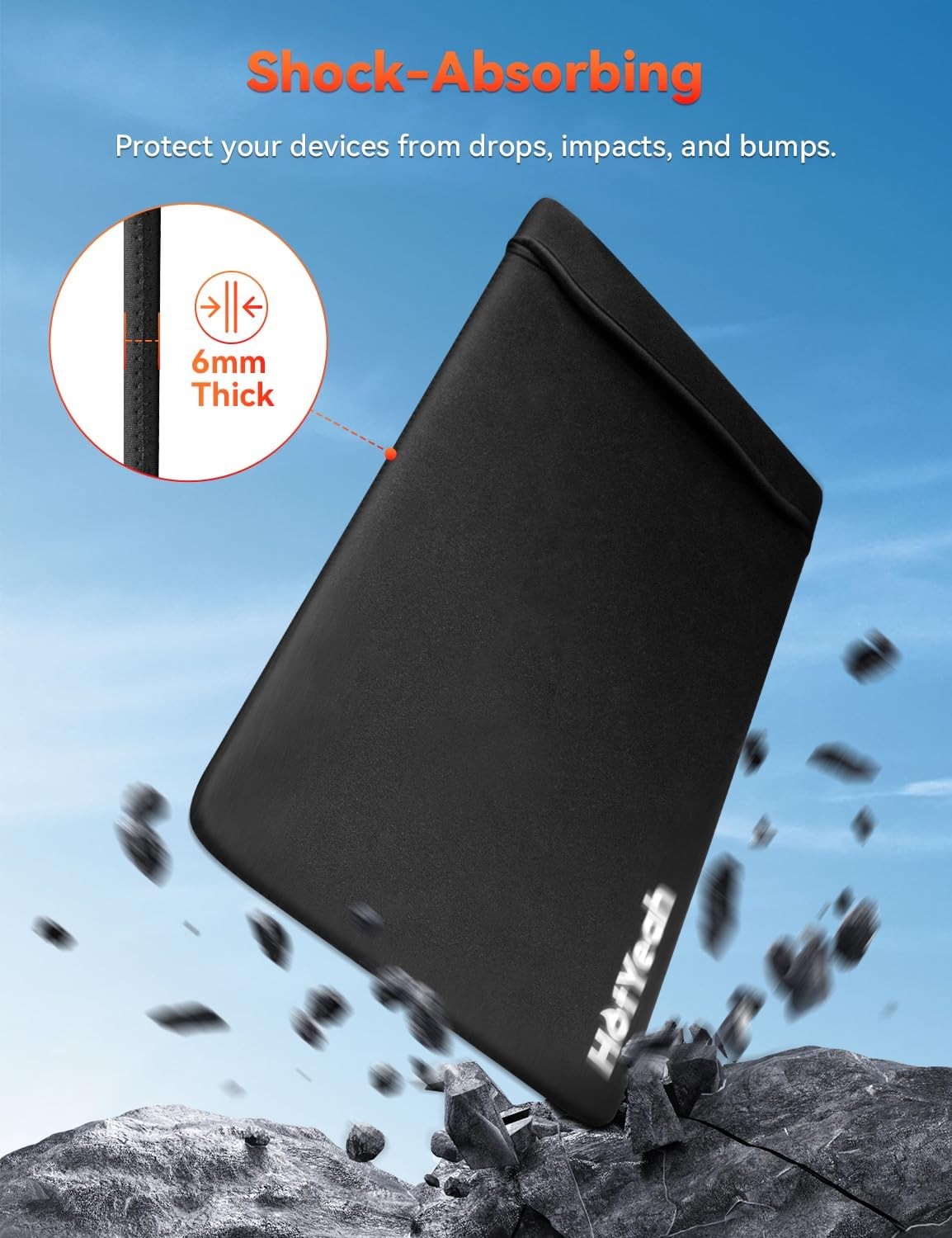 15.6″ Neoprene Sleeve Bag for Portable Monitor, Water-Resistant Laptop Cover Cas
