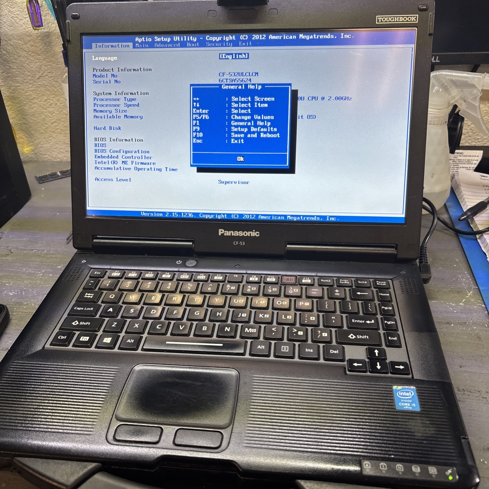 Panasonic CF-53 | Intel i5-4310U 2.00GHz 8GB RAM No HDD or Caddy.