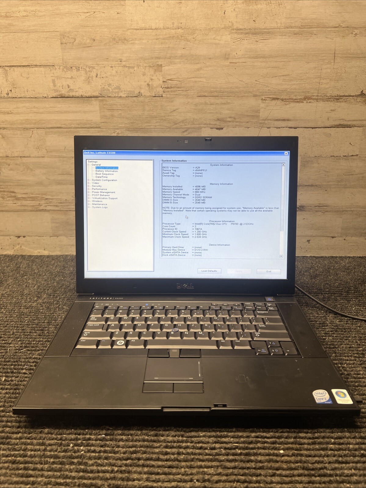 *PARTS* Dell Latitude E6500 Intel C2D P8700 2.53GHz 4GB RAM No HDD/OS/BATT