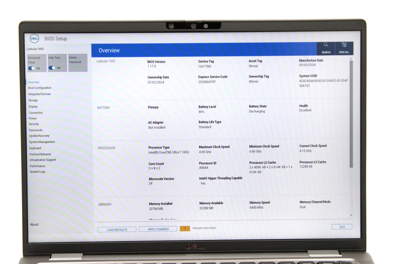 Dell Latitude 7450 14″ Touchscreen Ultra 7 165U 32GB RAM 512GB SSD