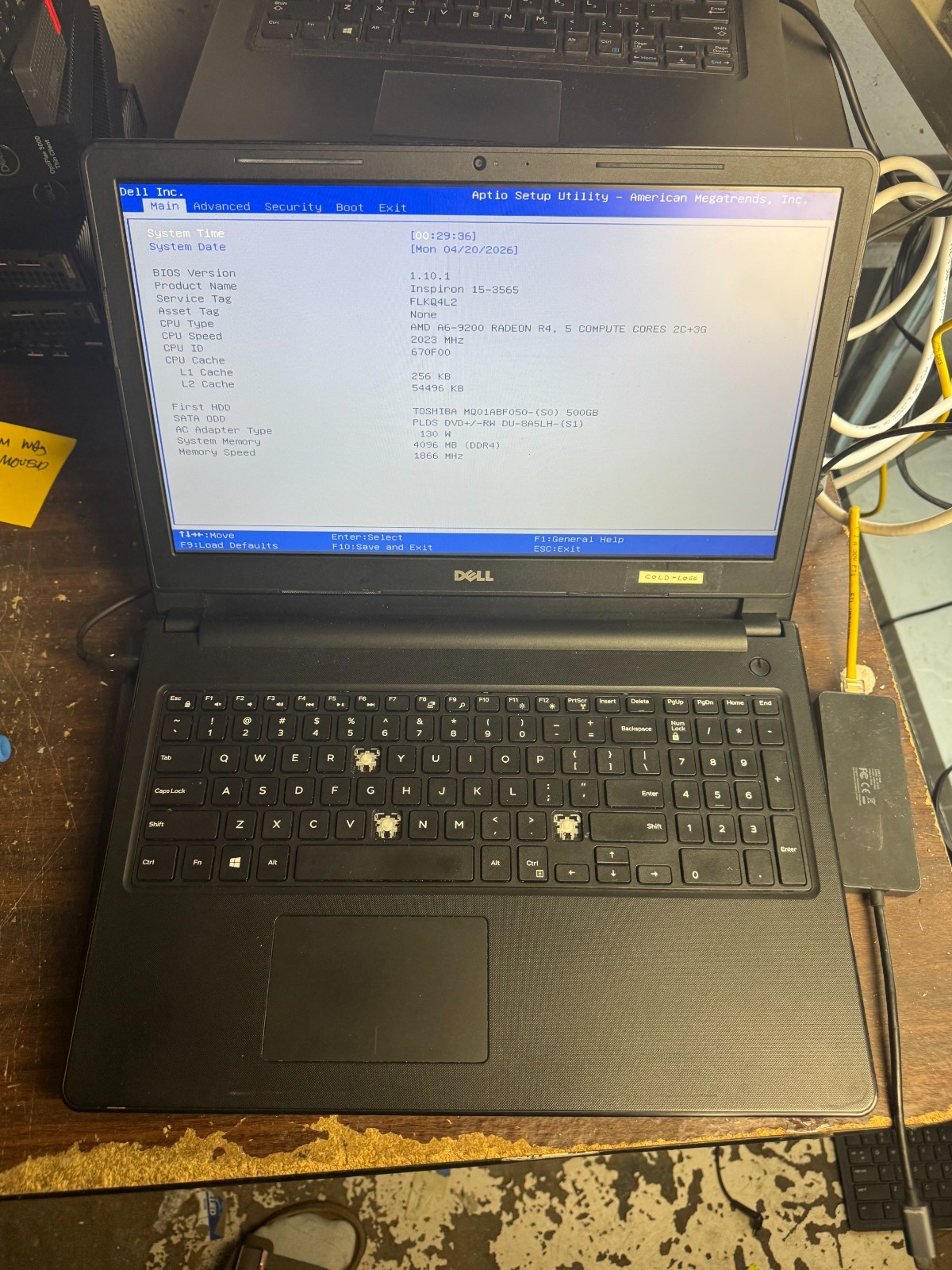 DELL INSPIRON 15-3565 AMD A6-9200, 4GB RAM, 500GB HDD Laptop for Repair #5360