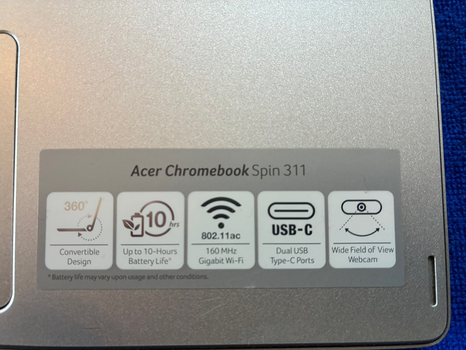 Acer 11.6″ HD Touchscreen Spin Chromebook N4020/32GB/4GB CP311-2H-C679..