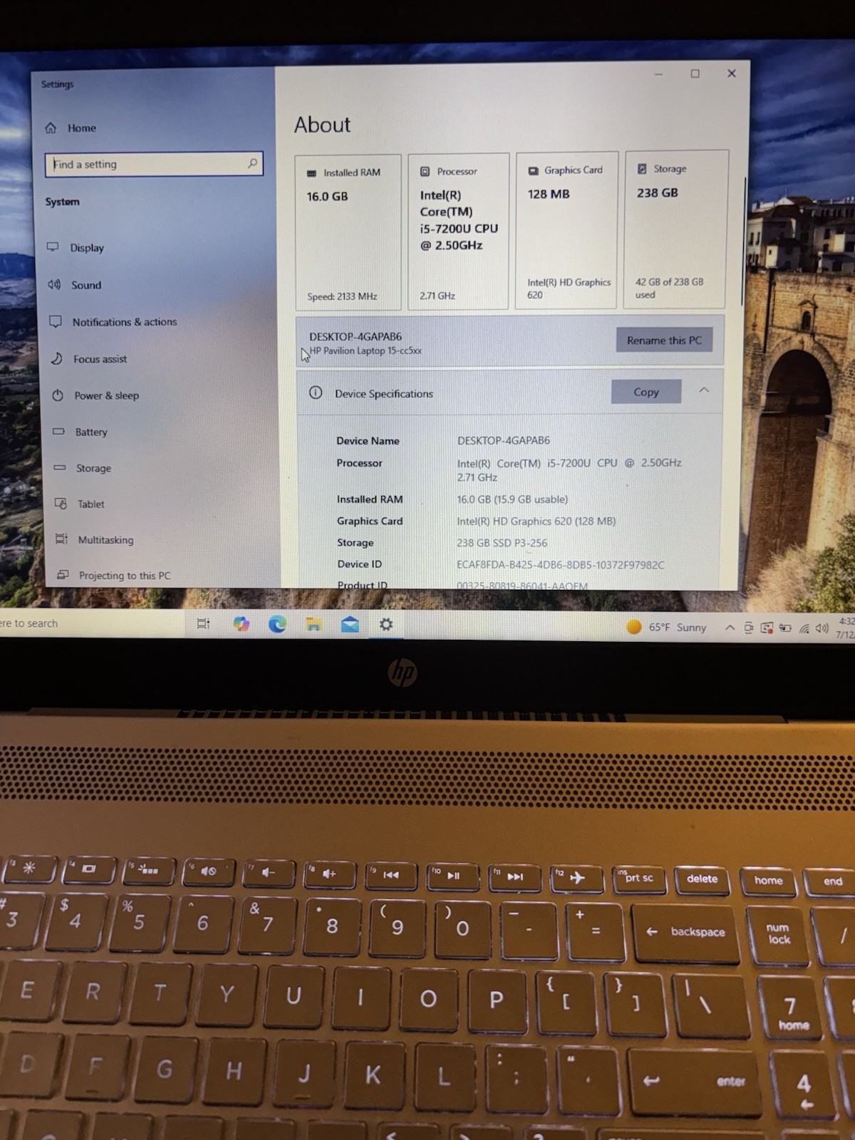 HP Pavilion 15-cc5xx i5-7200u 16GB RAM 256GB