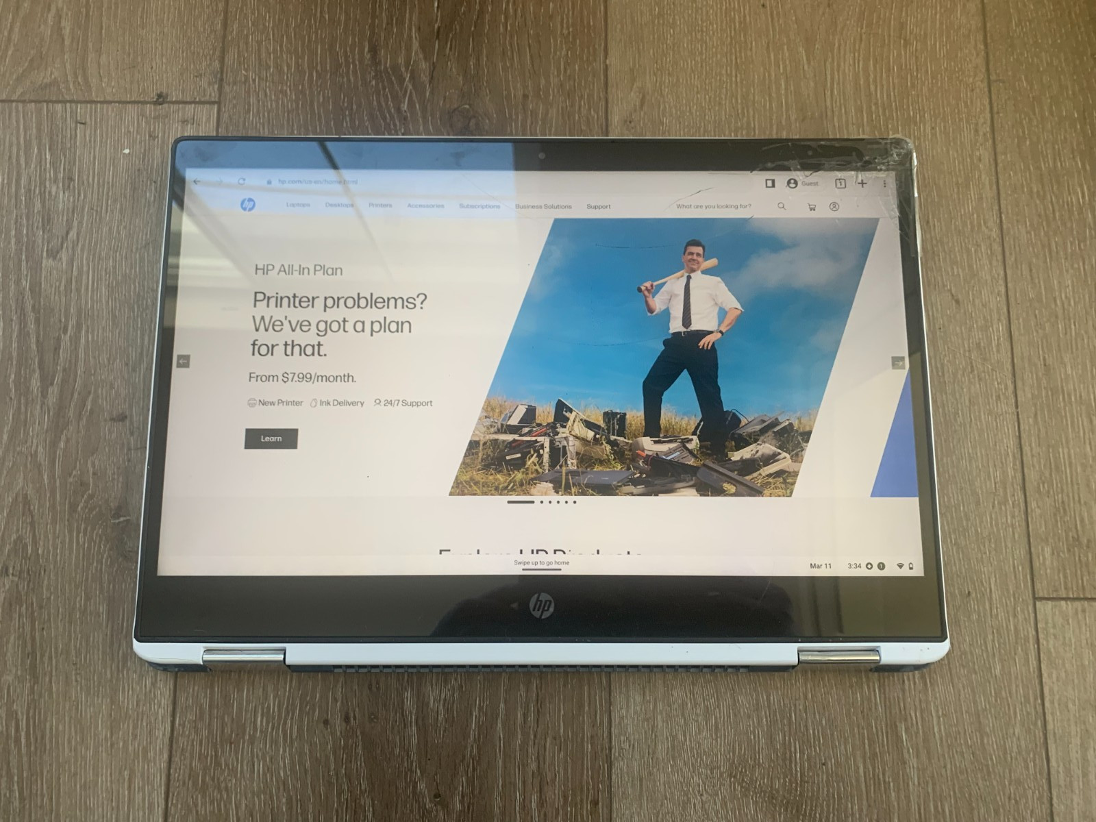 HP Chromebook x360 14-da0011dx 14” Intel Core i3-8130U 2.2GHz 8GB RAM 64GB SSD