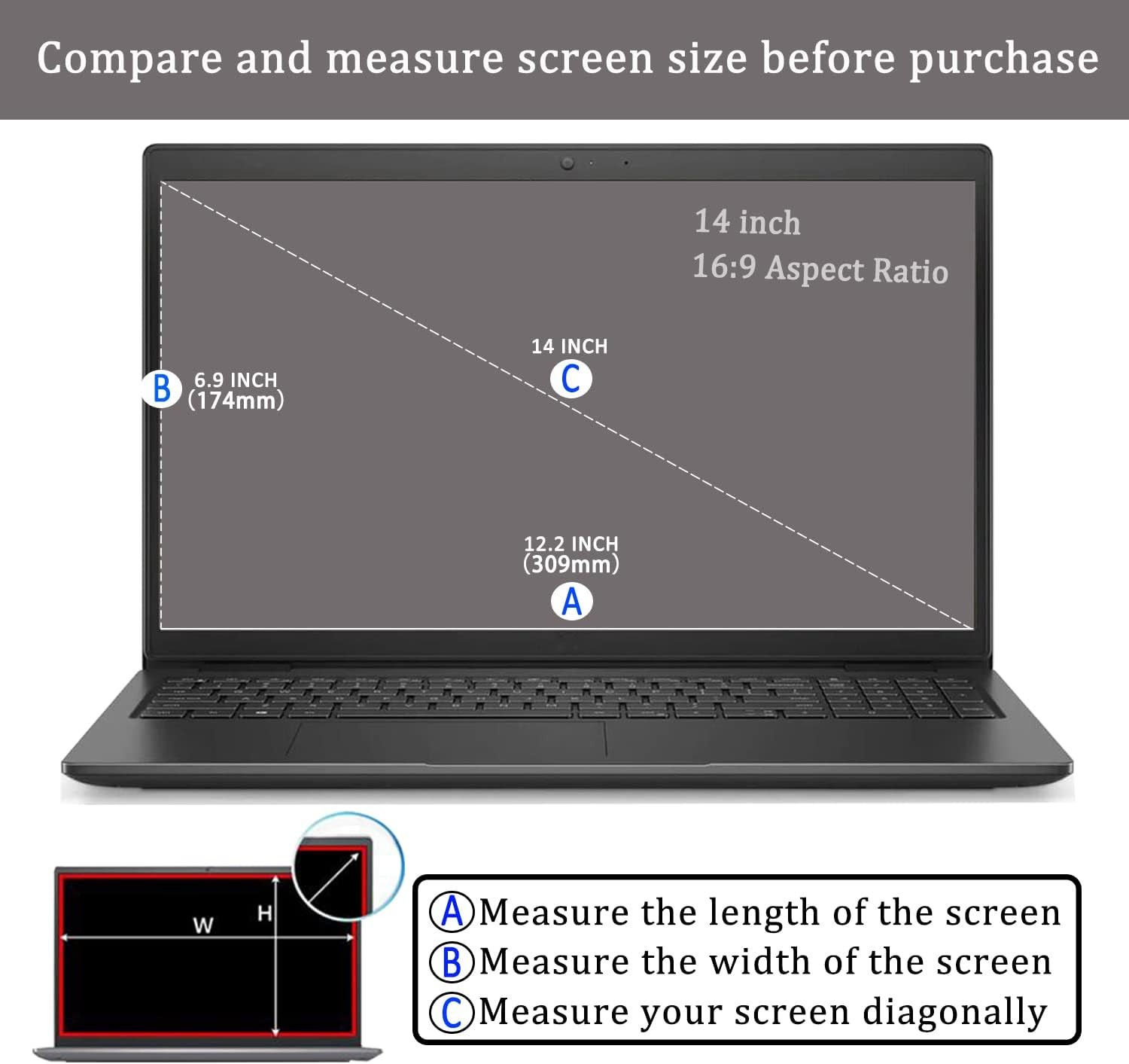 14-inch Tempered Glass Screen Protector for 14-inch 16:9 Laptop Screen Shield