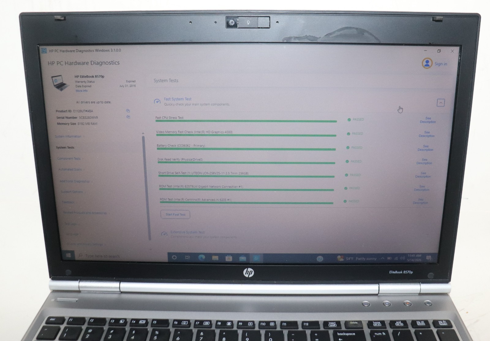 EliteBook 8570p|Intel core i5@2.70GHz|8GB RAM|RS232 DB9 Serial COM port laptop