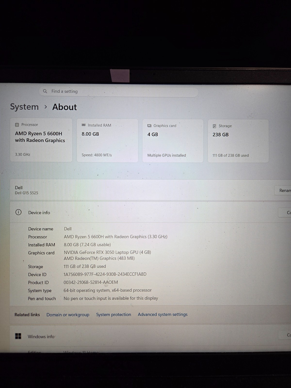 Dell G15 Gaming Laptop Computer Used