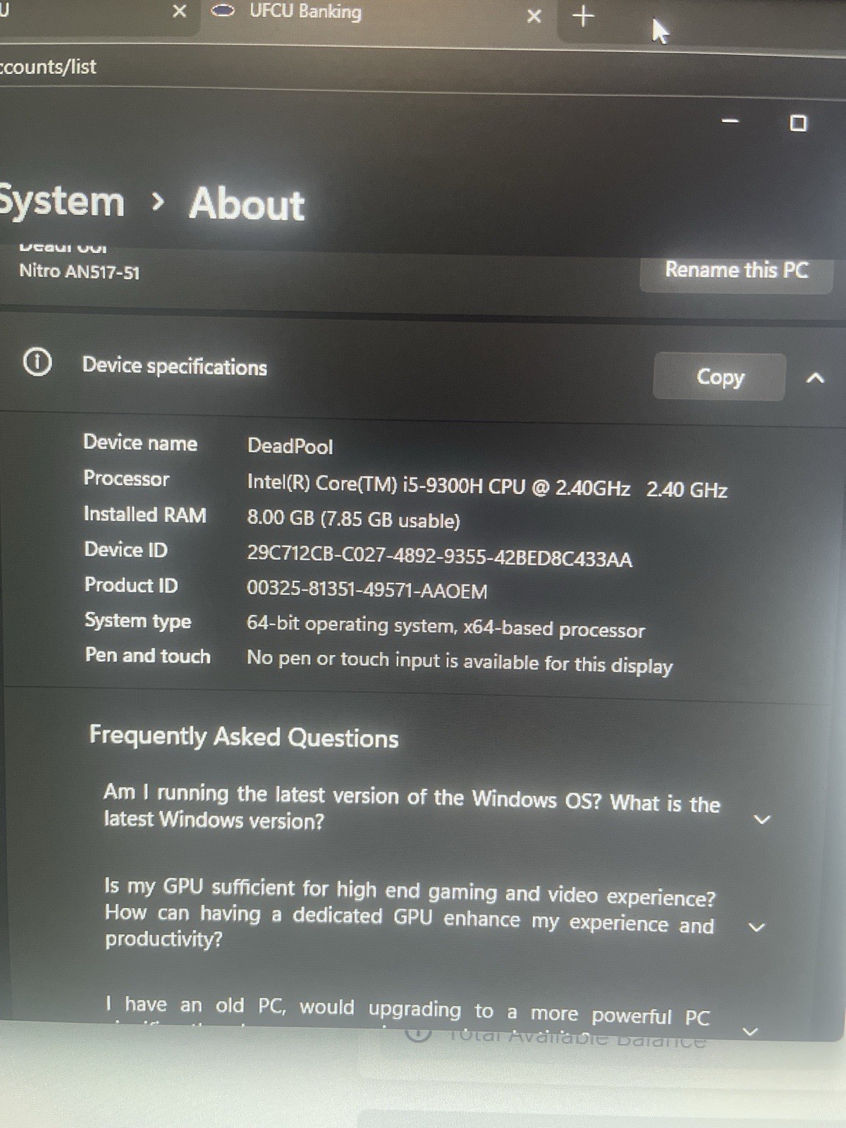 Acer Nitro 5 AN517-51 17.3″ 8GB 256GB, Black