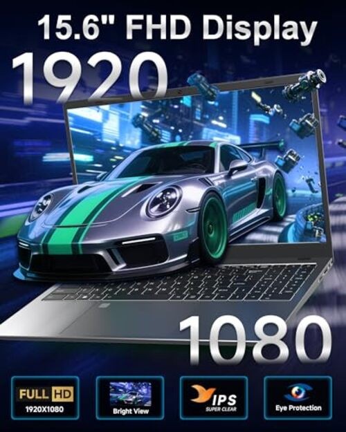 15.6″ Laptop, 12GB LPDDR5 RAM, 256GB SSD, Laptop Computer with N95 Quad