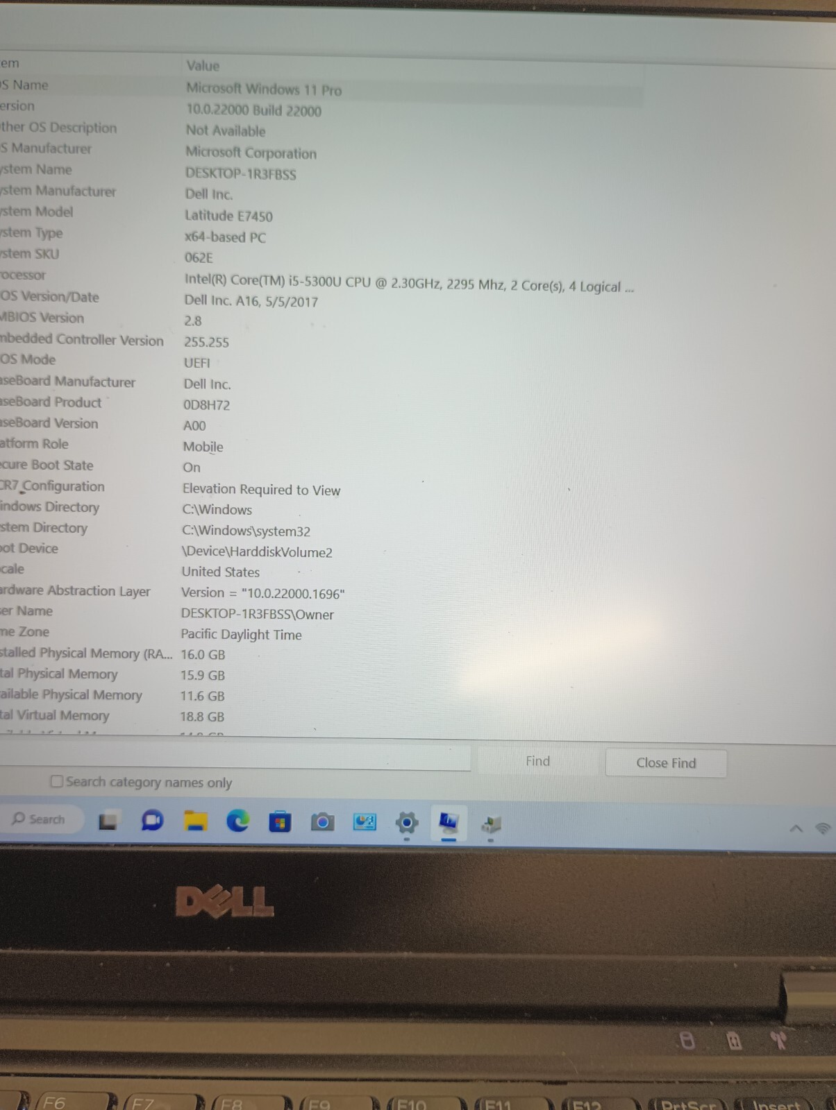 8228 Latitude E7450 w/charger.i5 5th gen.16GB.256GB mSata SSD.14″FHD.