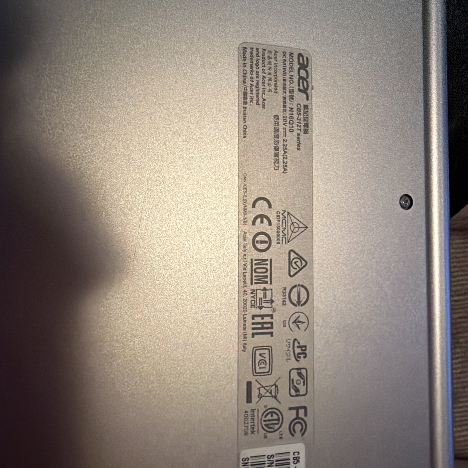 Acer CB5-312T N16Q10 ChromeBook Touchscreen 4GB 32GB SSD ChromeOS
