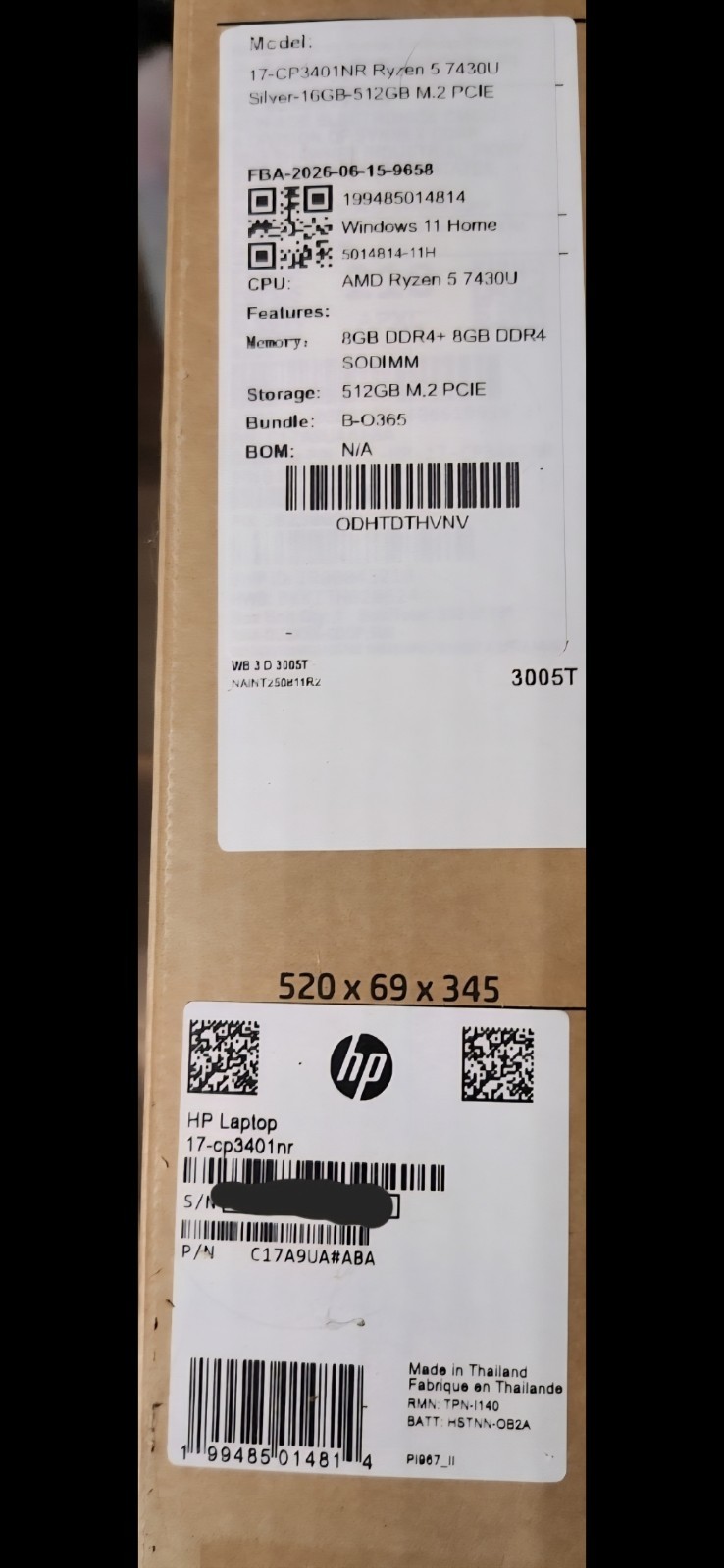 HP 17-cn1069cl 17.3” Touch i5-1155G7 4.50GHz 8GB 512GB SSD Win 11 Silver