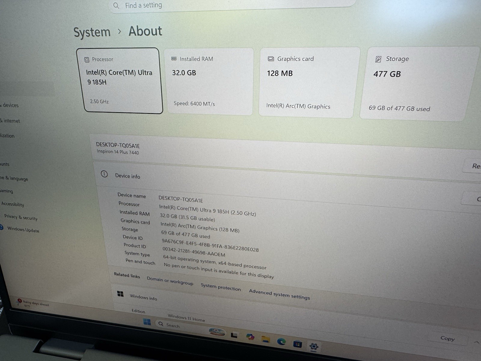 Dell Inspiron 14 Plus 7440 Laptop Intel Ultra 9 185H 32GB DDR5 RAM 512GB SSD