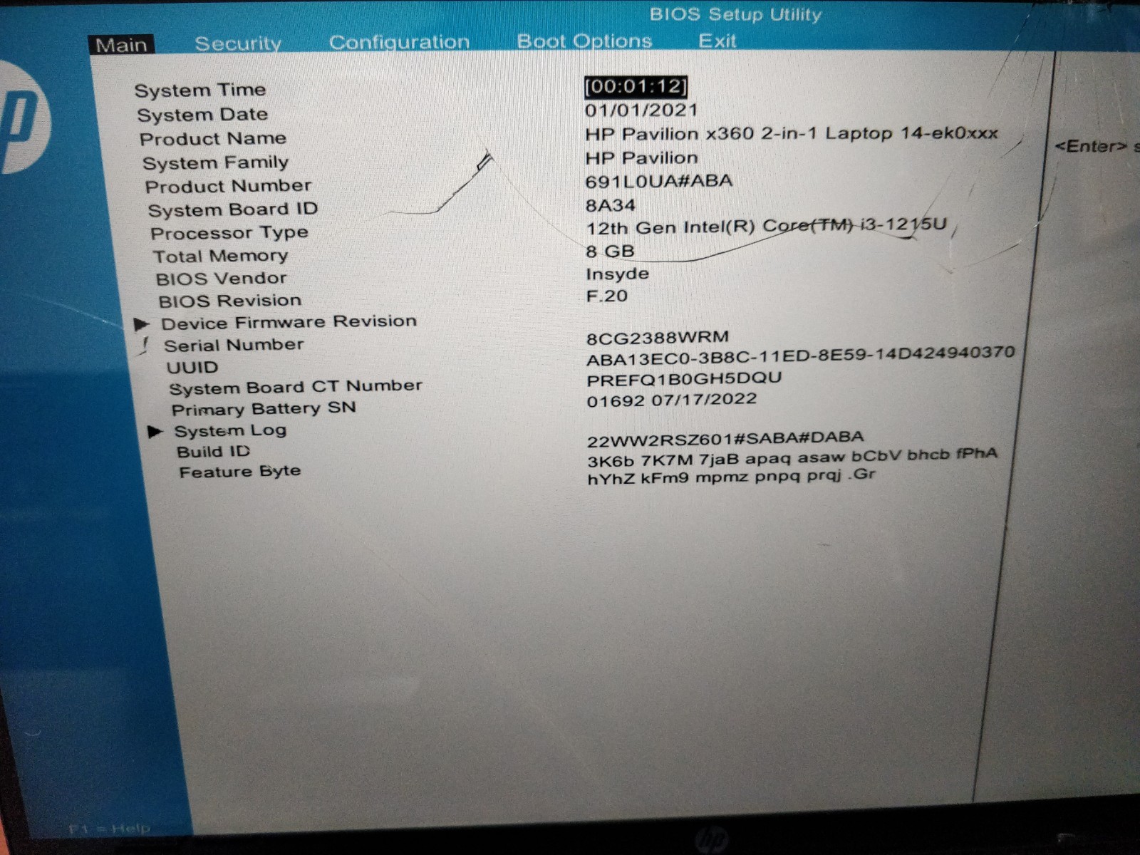 HP Pavilion x360 14 INTEL CORE I3-1215U@1.20Ghz 8GB RAM NO DRIVE PARTS 8704