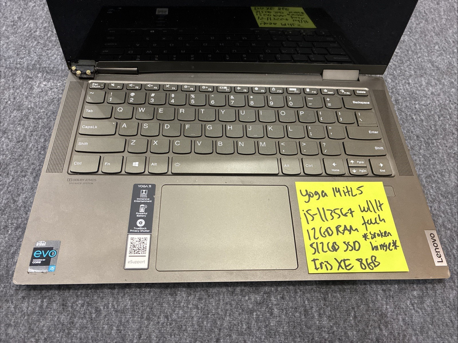 DEFECTIVE Lenovo Yoga 7i 14 Green FHD TOUCH i51135G7 12GB RAM 512GB SSD G3D