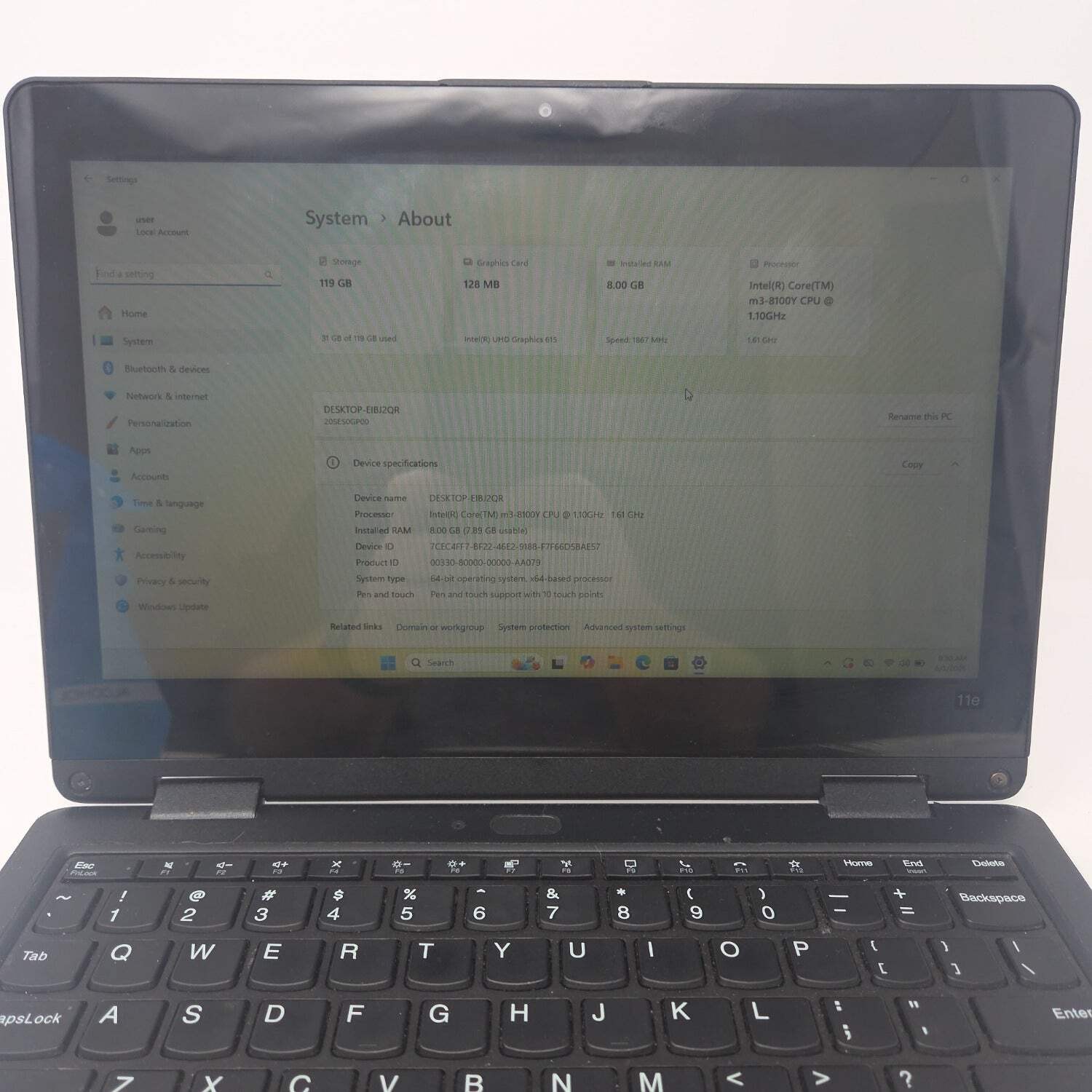 Lenovo Think Pad 11e Gen 6 CS20 11.6″ m3-8100Y 1.1GHz 8GB RAM 128GB SSD