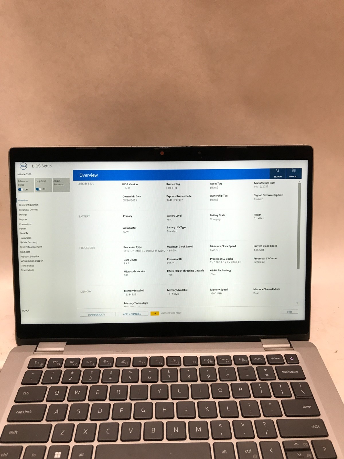 Dell Latitude 5330 13″ Intel i7-1265U 16GB RAM NO SSD/OS Missing Bottom Cover DW