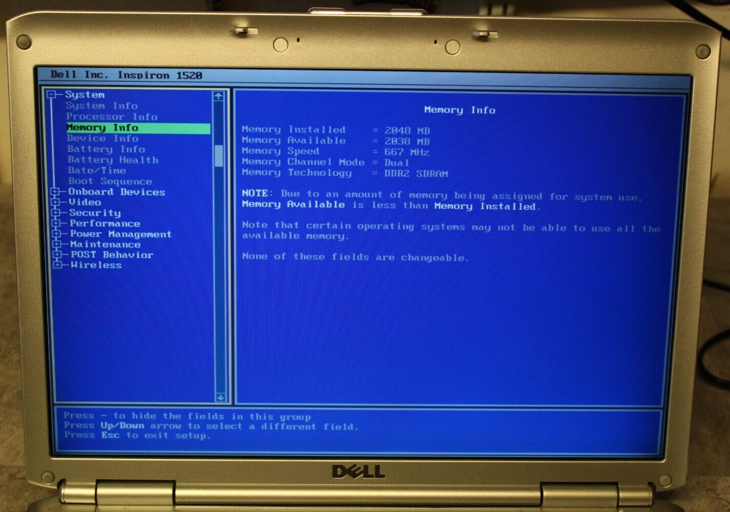 Dell Inspiron 1520 For Parts Booted 160GB HDD Wiped 2GB Ram Core 2 Duo@1.66GHz