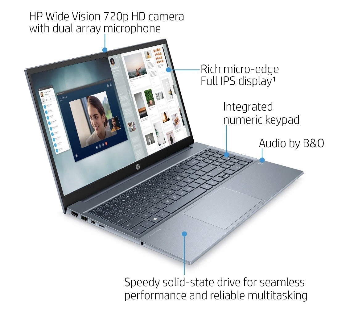 HP Pavilion 15-eh1070wm 15.6″ (512GB SSD, Ryzen 7 5700U, 1.8 GHz, 8GB RAM)…