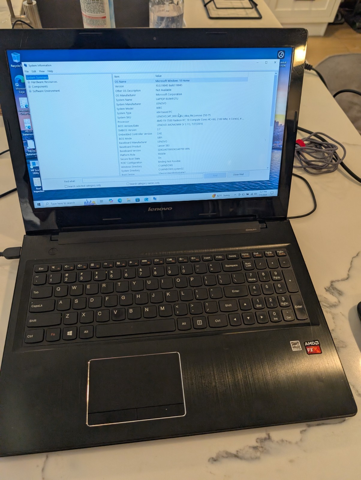 Lenovo IdealPad Z50-75 15.6″ Laptop AMD FX-7500 8GB Ram 256GB SSD DVD-RW BT4.0