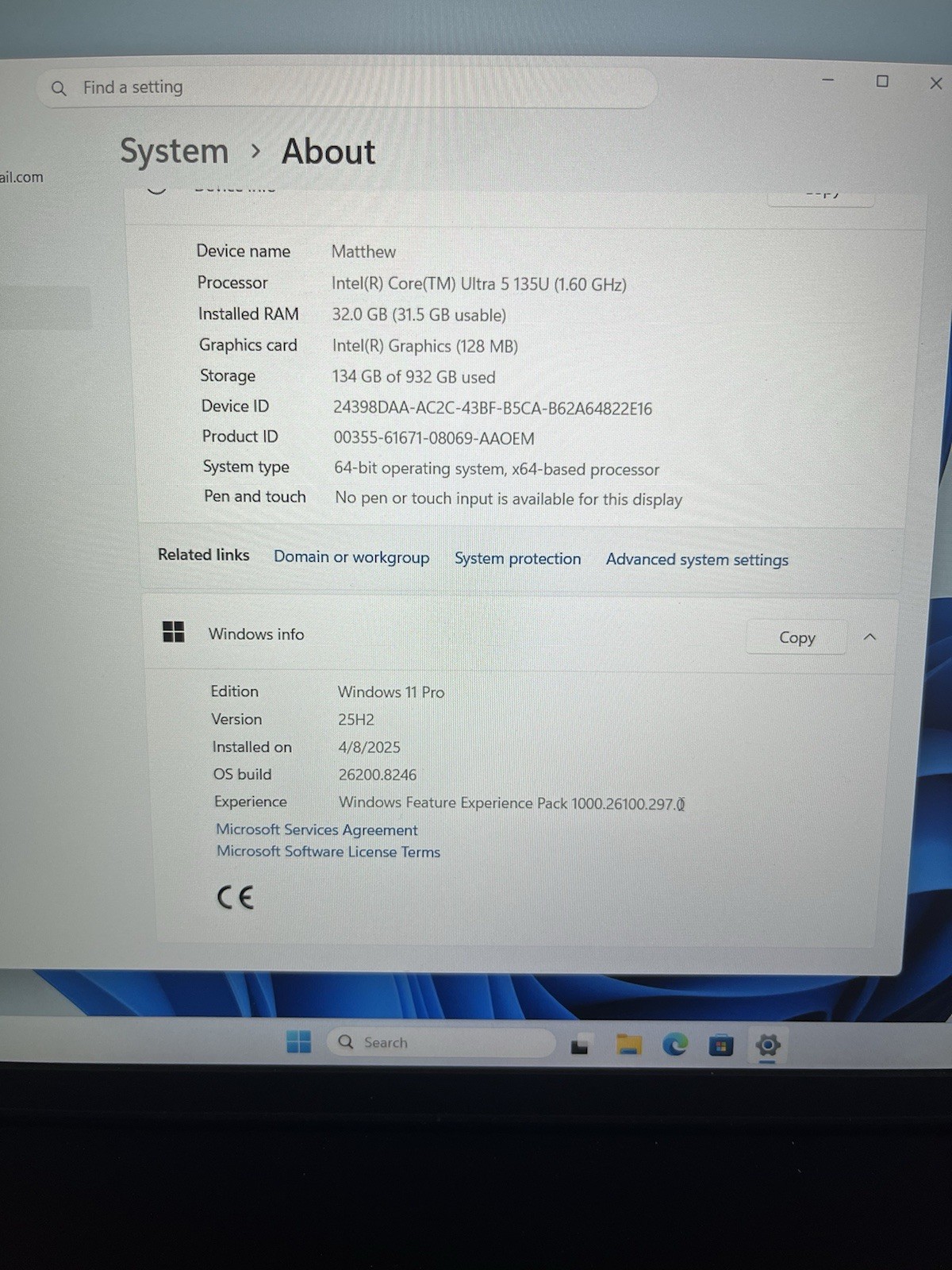 Lenovo L16 Gen 1 Intel Core Ultra 5 135U 32gb RAM 932gb SSD