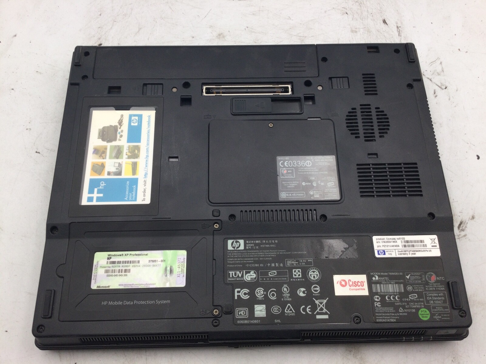 HP COMPAQ NC6120 – FOR PARTS – INTEL CENTRINO – NO RAM – BROKEN LCD – READ – BB!