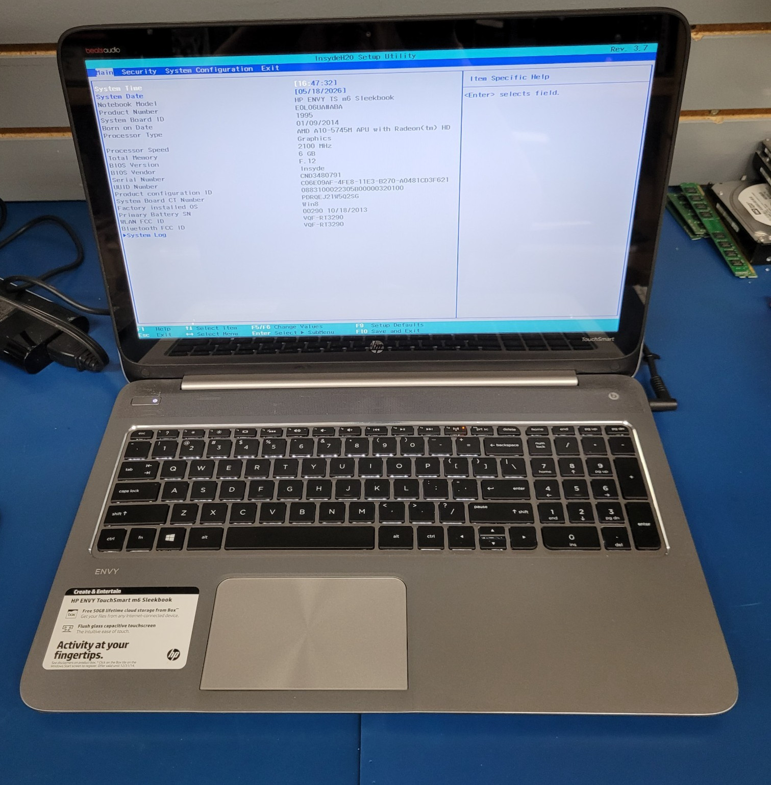 HP ENVY M6-K022DX / AMD 10-5745 @2.10GHz /6 GB RAM/ 750 GB HDD WINDOWS 11
