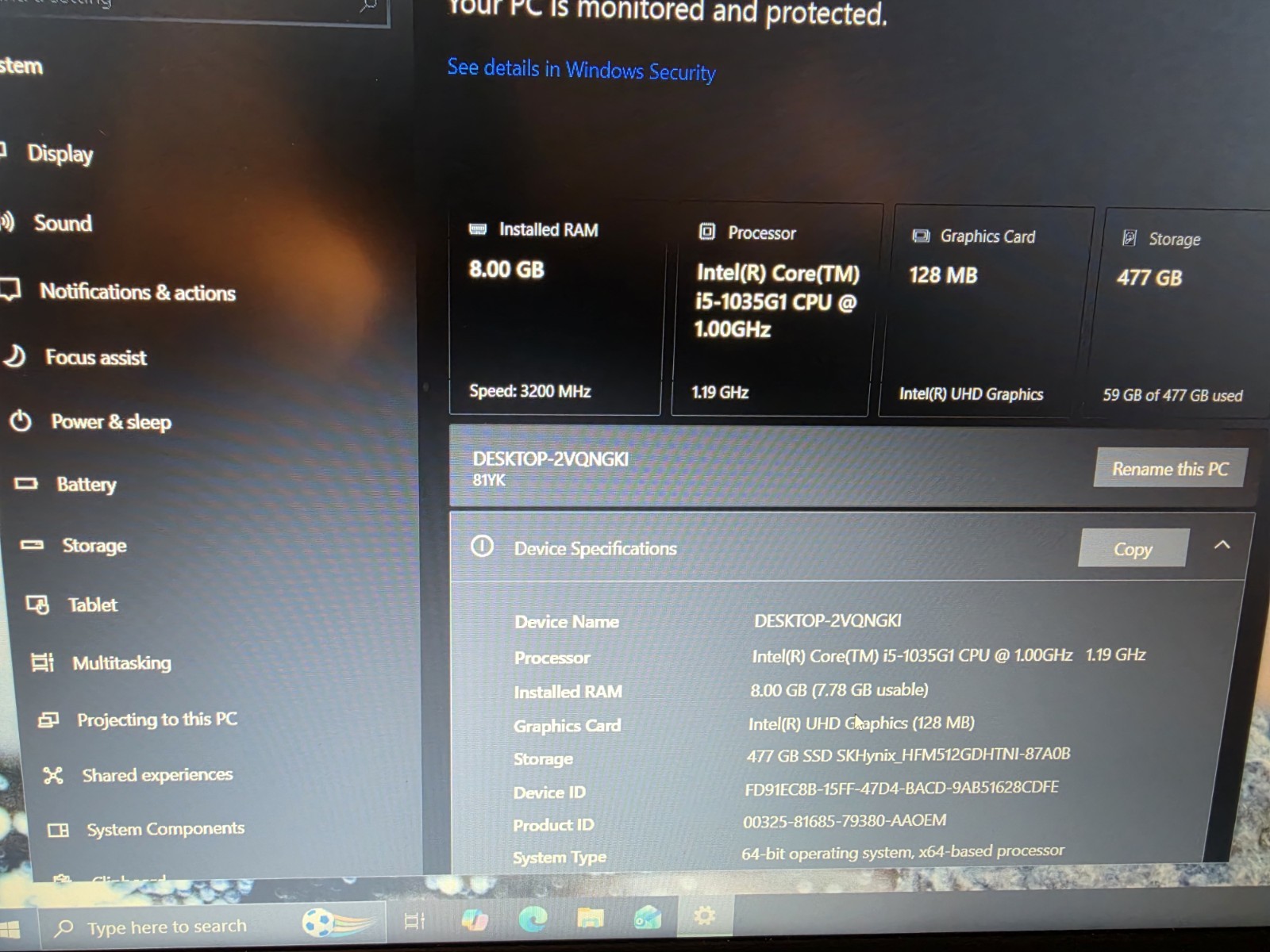 Lenovo IdeaPad 5 15IIL05 15.6in i5-1035G1 8GB 477GB SSD Win10
