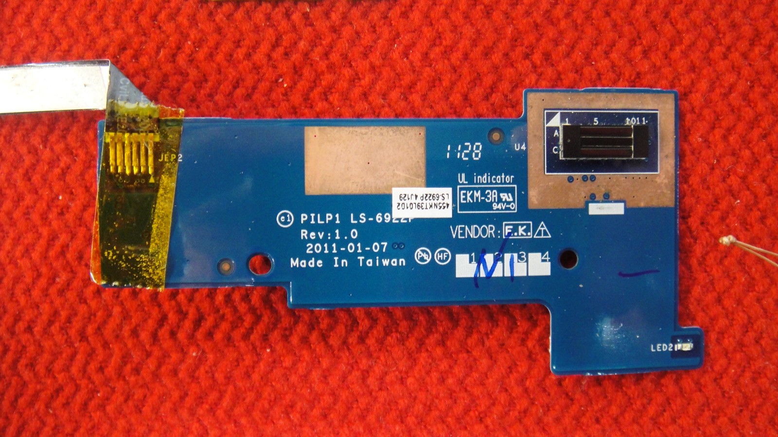 Lenovo E420s Laptop Finger Printer Reader PILP1 LS-6922P 4J129