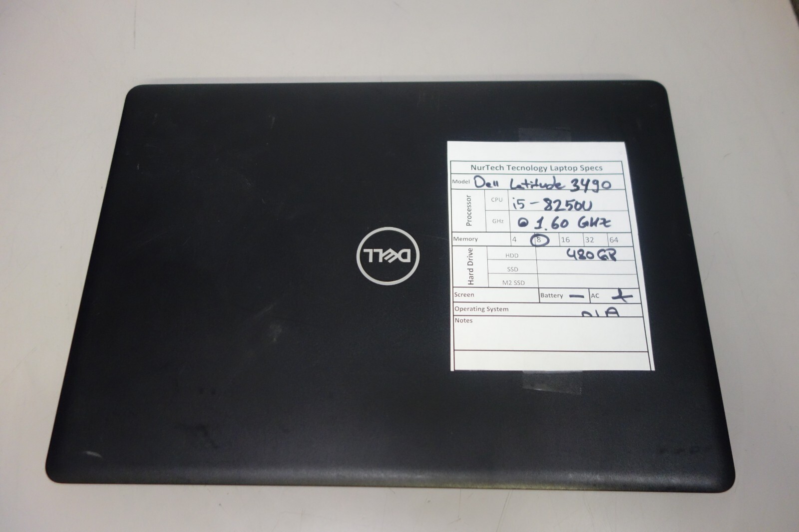 Dell Latitude 3490 14″ i5-8250U 1.6GHz 8GB/480GB [NO OS/BTRY] Laptop +AC