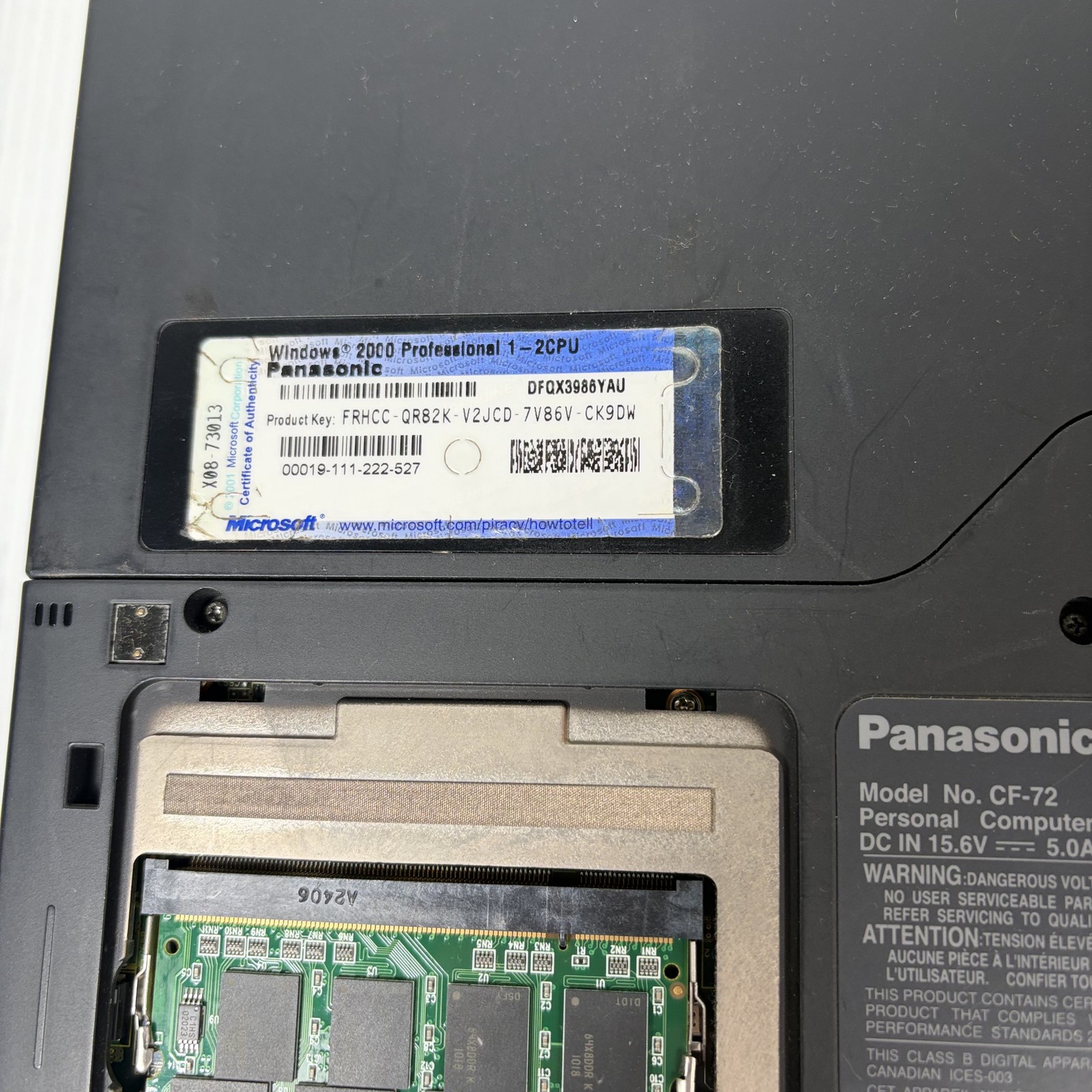 AS IS Panasonic Toughbook CF-72 Rugged Laptop Windows XP Pentium 4 DVD-RW