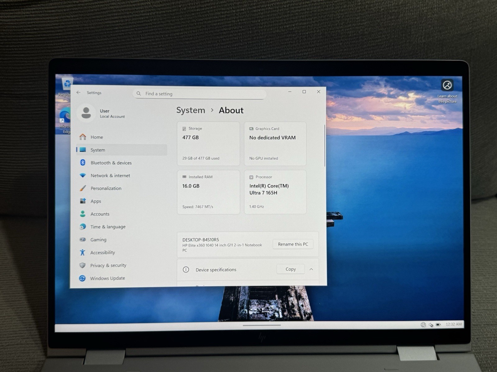 hp elitebook x360 2-in-1 1040 g11 ultra 7 16GB DDR5 Ram /512SSD STORAGE.