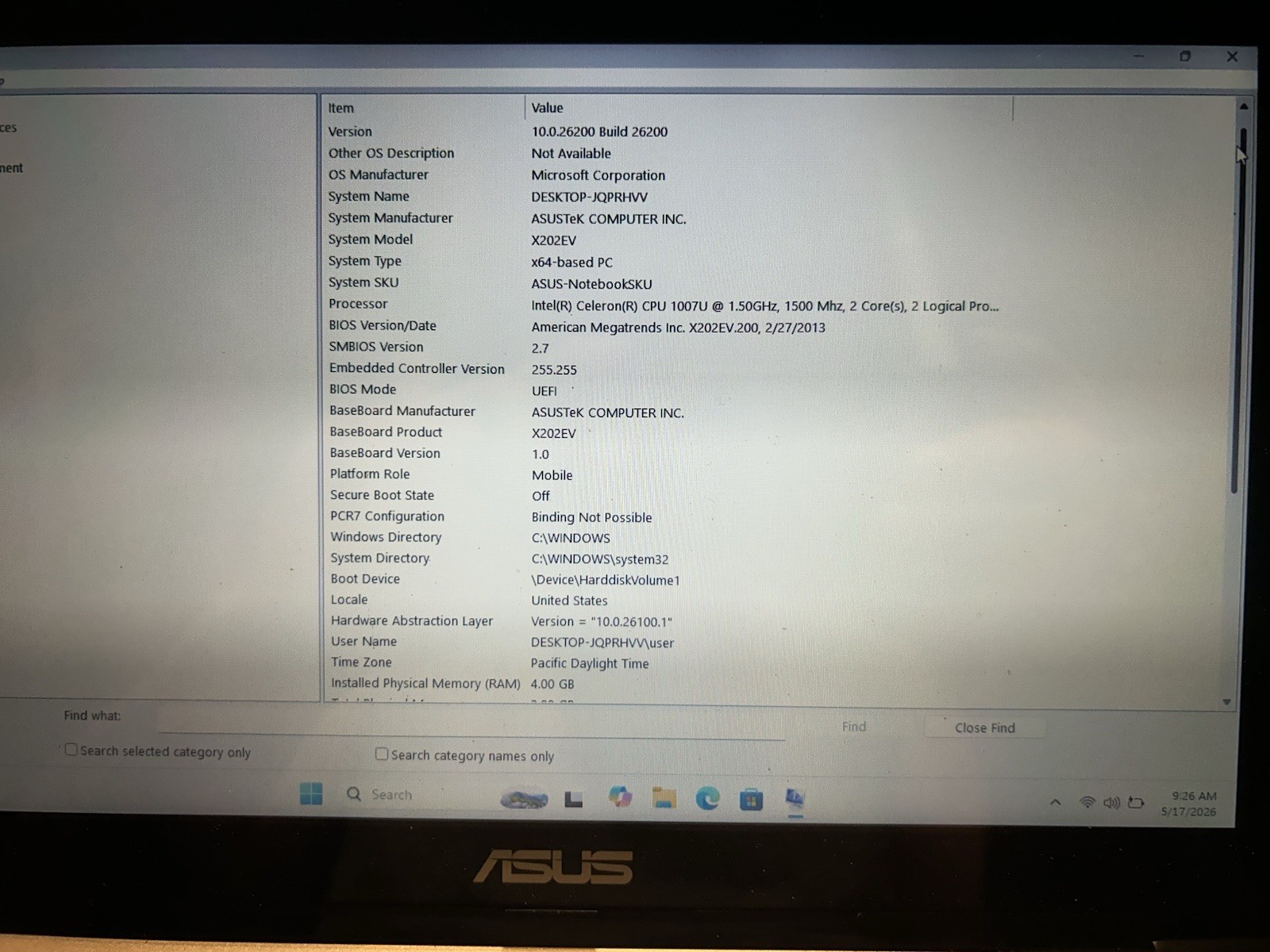 Asus S200E Windows 11 touchscreen for Parts Repair -READ Description