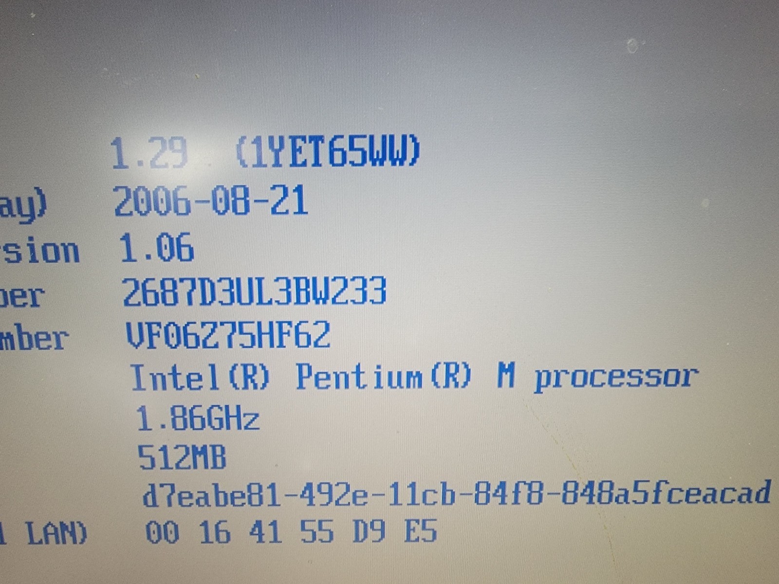 IBM Thinkpad 14″ T43 – Pent M – 512MB Ram – NO HDD NO BATTERY – FOR PARTS