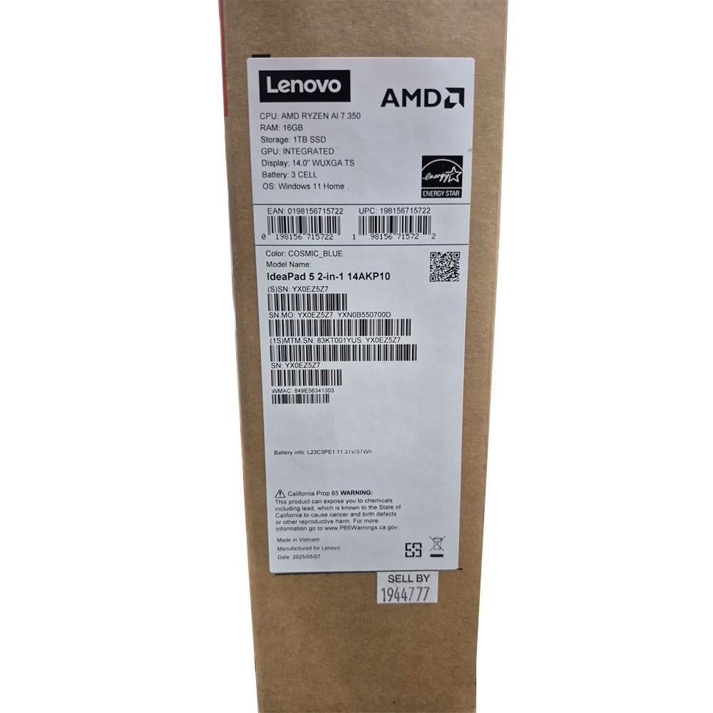 Lenovo IdeaPad 5 2-in-1 14AKP10 14″ Touch Ryzen AI 7 8845HS 16GB RAM 1TB SSD W11
