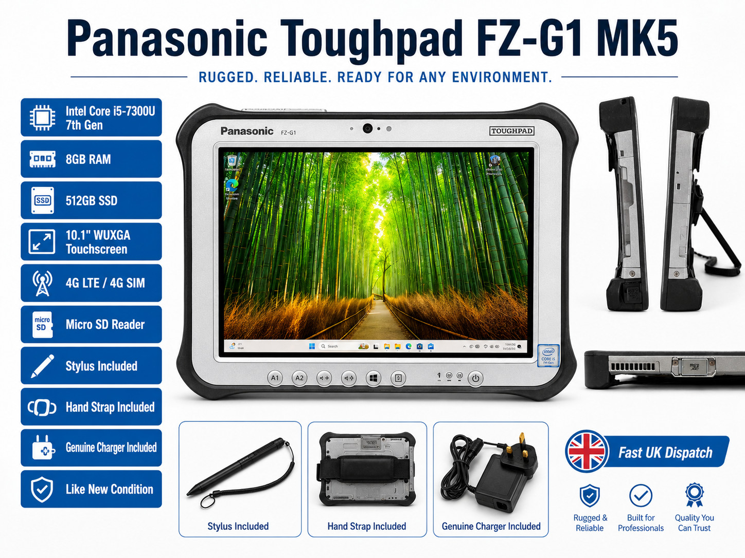PANASONIC FZ-G1 MK5 10.1″ WUXGA i5-7300U 512GB SSD 8GB 4G LTE MICRO SD READER