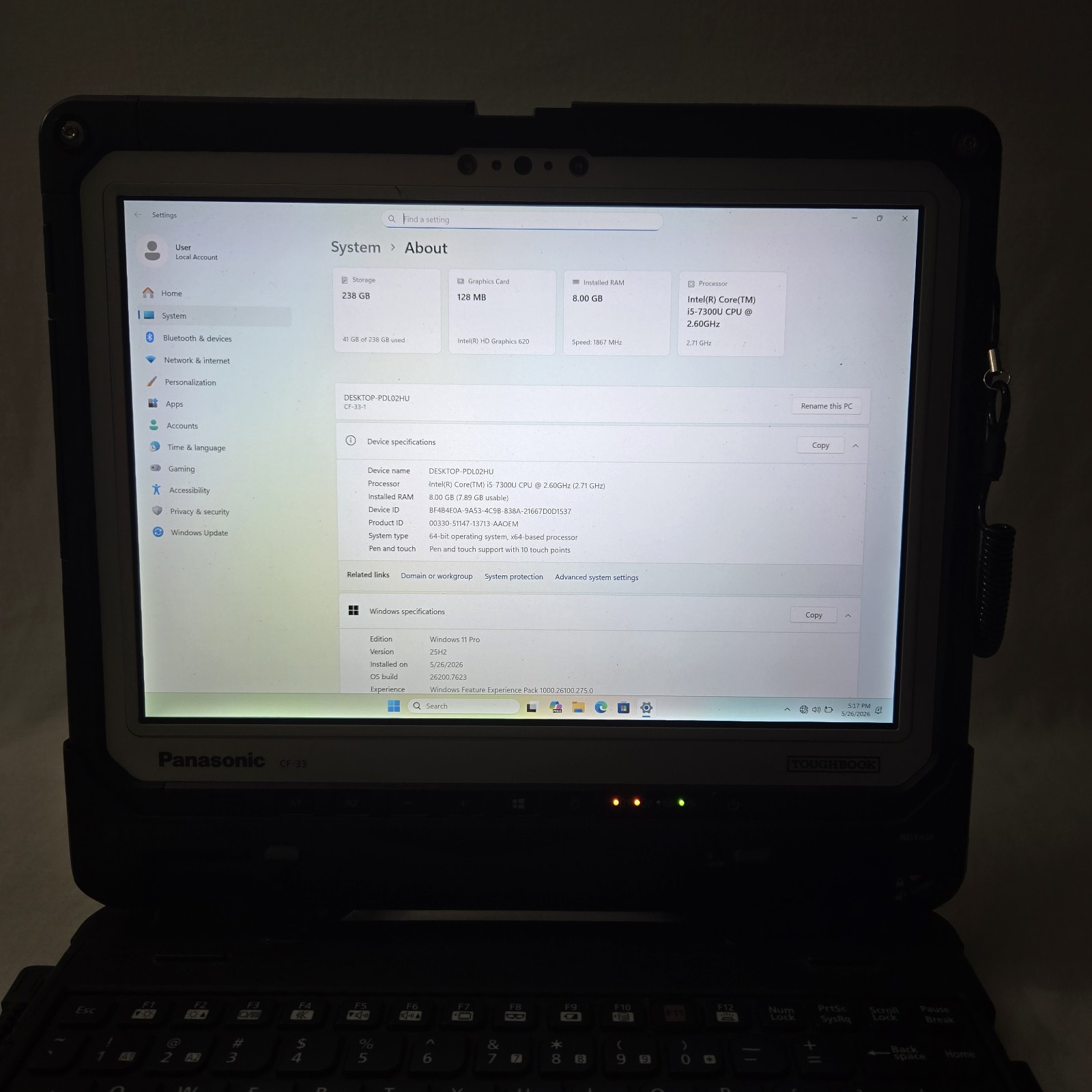 Panasonic Toughbook CF-33 i5-7300U 2.6GHz 256GB SSD 8GB Ram 4G – GPS — Grade B-