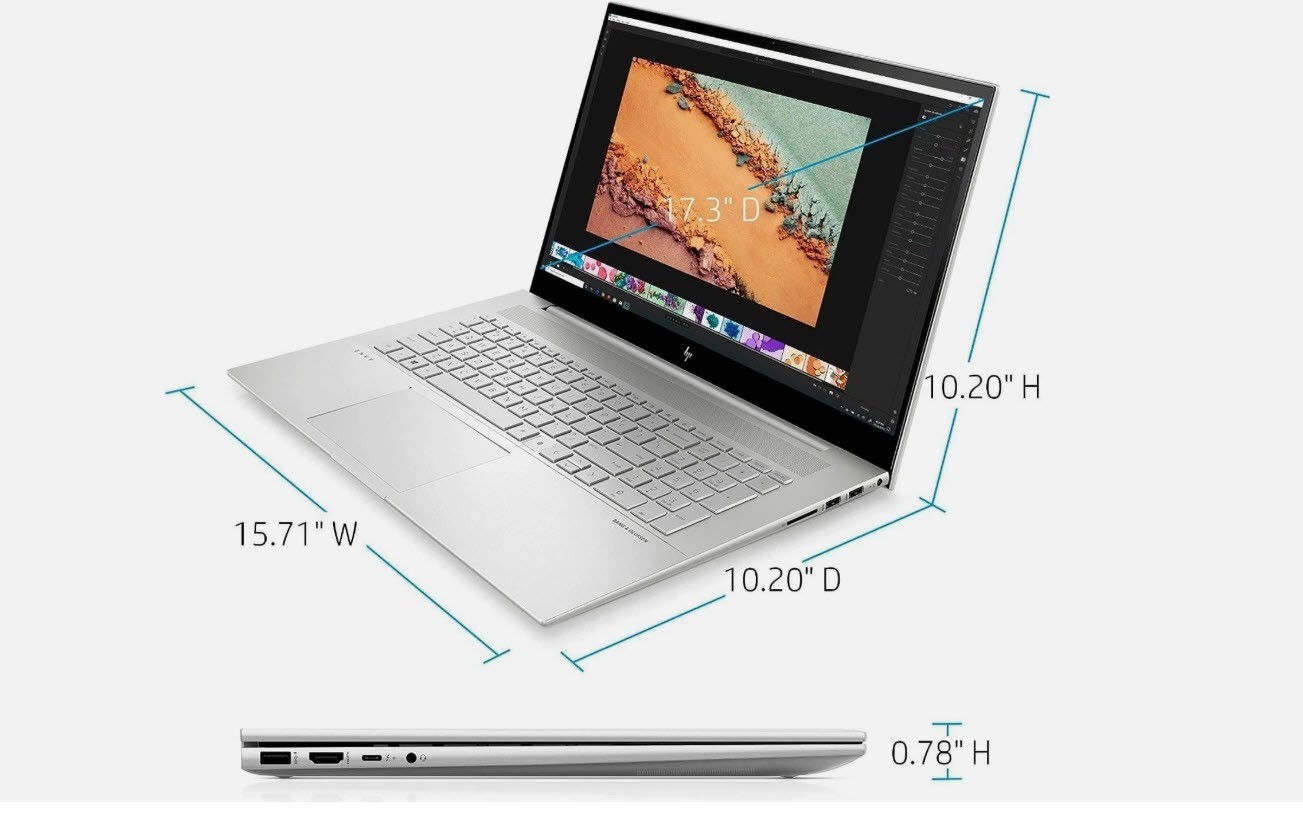 HP Envy 17t-ch* 17″ 4K UHD|i7-1165G7|32GB RAM | 1TB M.2 SSD | W11 Pro5-in-1 HUB