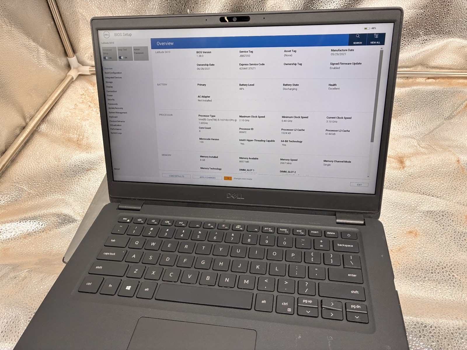 Dell Latitude 3410 Touchscreen i5-10210U 8GB Ram No SSD No Adapter