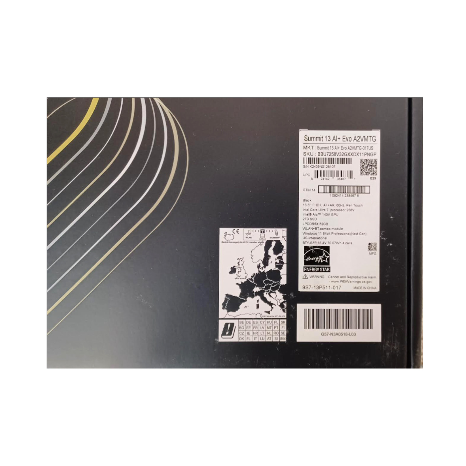 MSI Summit 13 AI+ Evo 13.3″ FHD+ Ultra 7-258V 32GB RAM 2TB SSD Arc Win 11 Pro