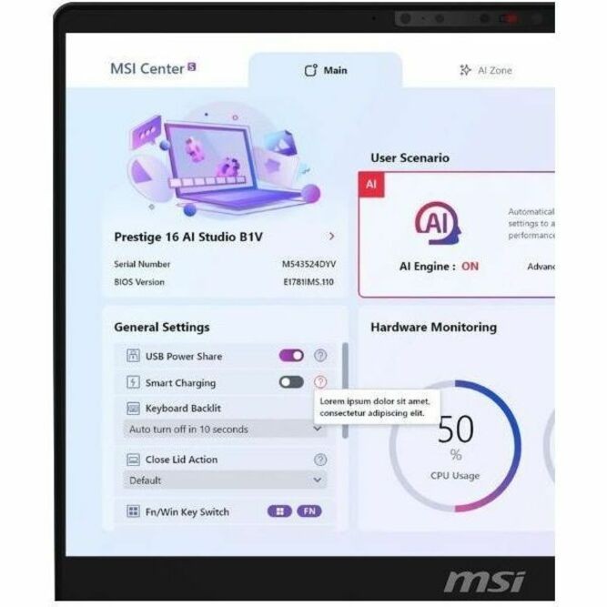 MSI Venture A16 AI A2HMTG-043US 16 Touchscreen Notebook – Full HD – AMD Ryzen 9