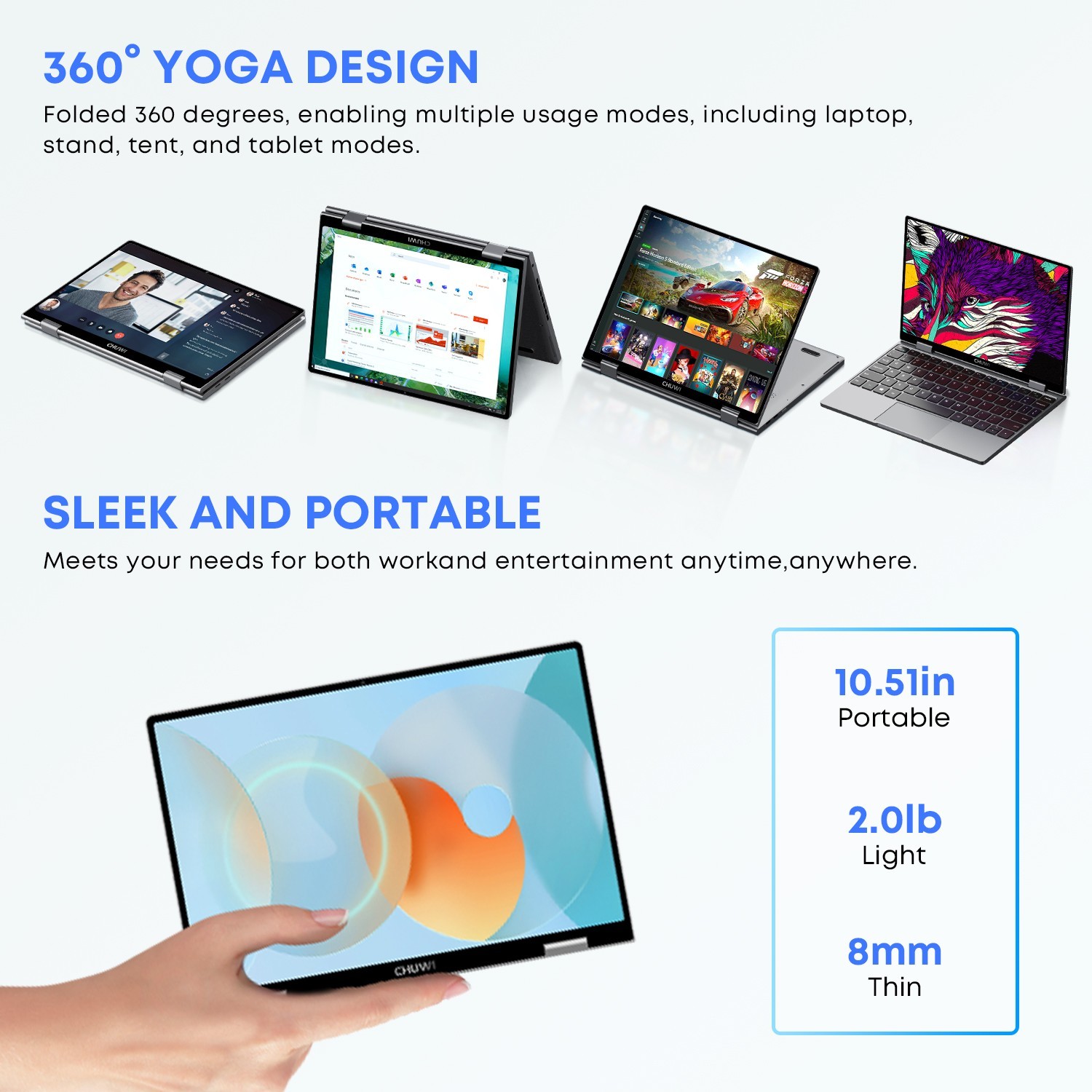CHUWI 10.5”Minibook X Touchscreen Laptop 16GB RAM 512GB SSD Intel N150