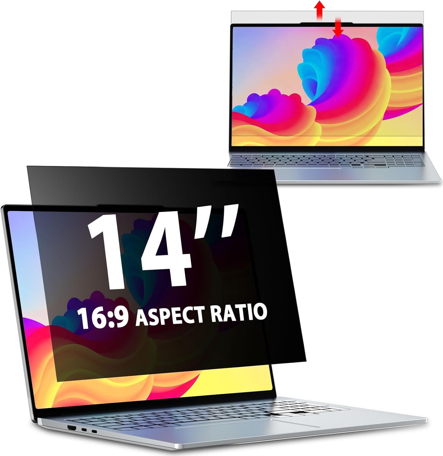 Removable Anti Glare Laptop Privacy Screen 14 Inch 16:9 for Dell Lenovo Acer Asu