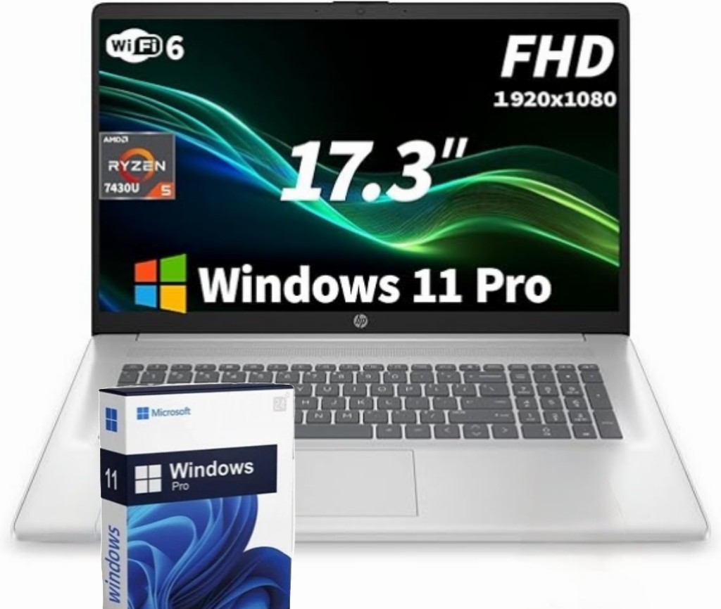 HP 17.3″ FHD Business Laptop 2026, AMD Ryzen 5 7430U, 16GB RAM 1TB NVMe SSD