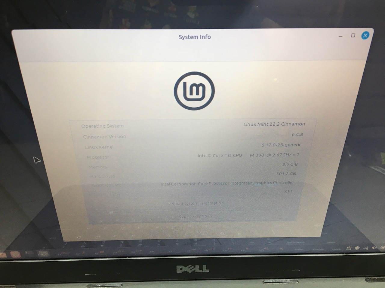 DELL Inspiron N5040 i3 2.67GHz 4GB RAM 500GB HD Linux Mint 22 Cinnamon OS