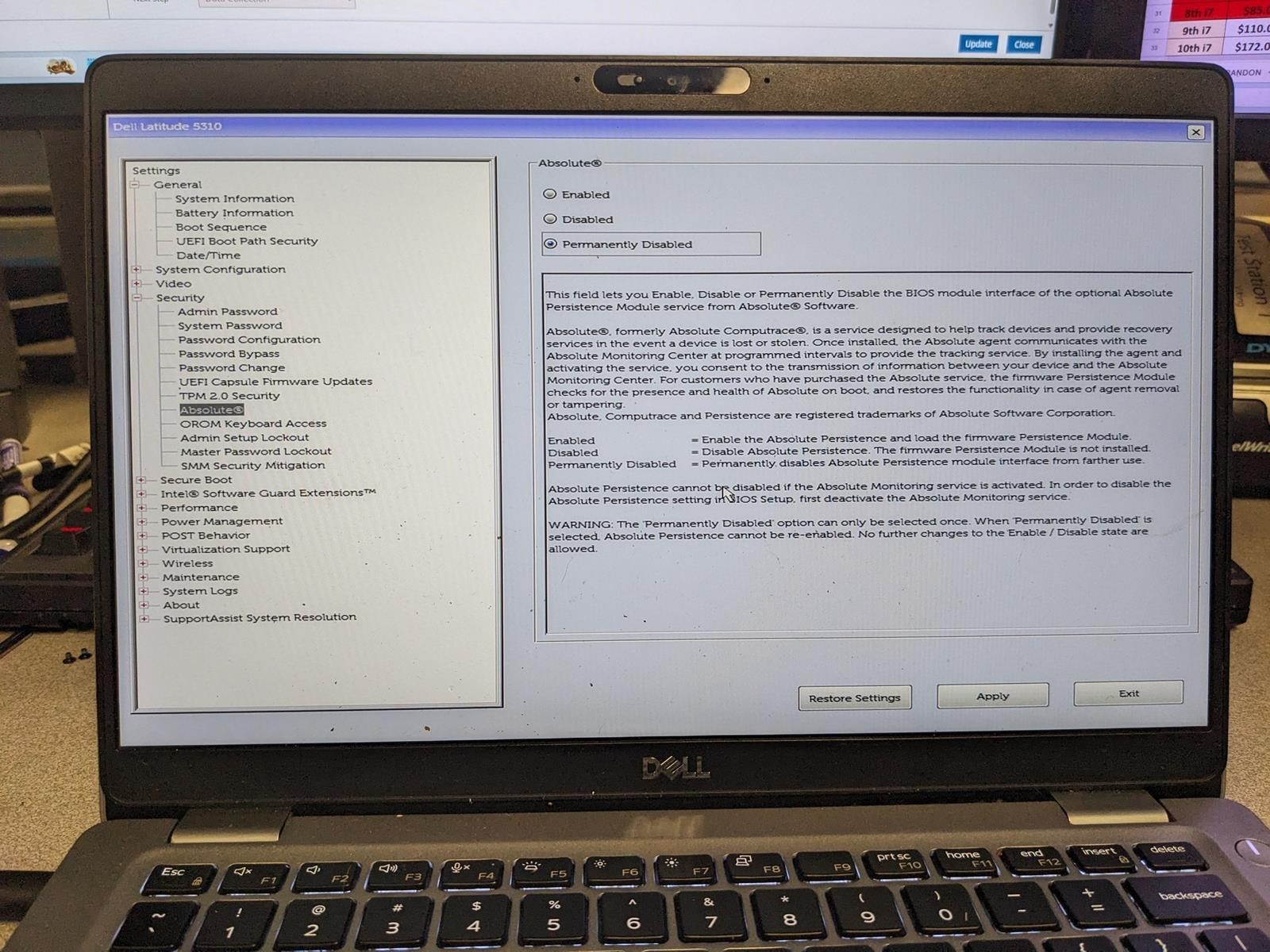 DELL LATITUDE 5310 i5-10210U @ 1.60GHz, 4GB RAM, NO HDD/OS
