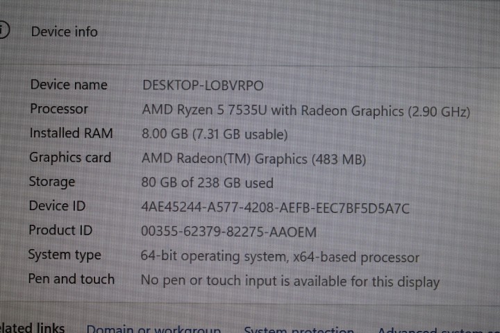 HP ProBook 445 G11 14″ Ryzen 7 7735U 2.7GHz 8GB 256GB (No Charger)