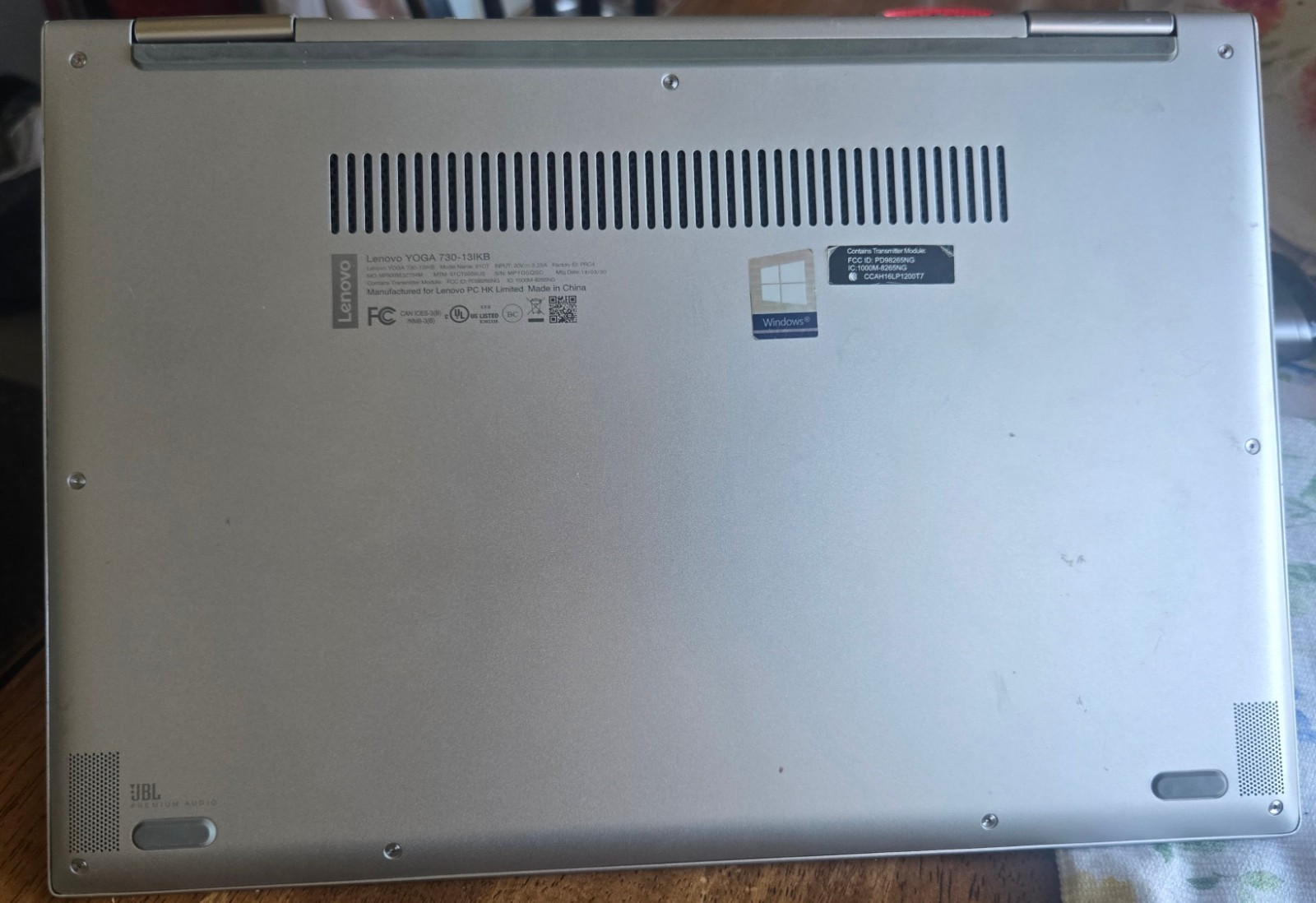 Lenovo YOGA 730-13IKB 81CT Core i5-8250U @1.6GHz 8GB Ram – NO SSD, FOR PARTS