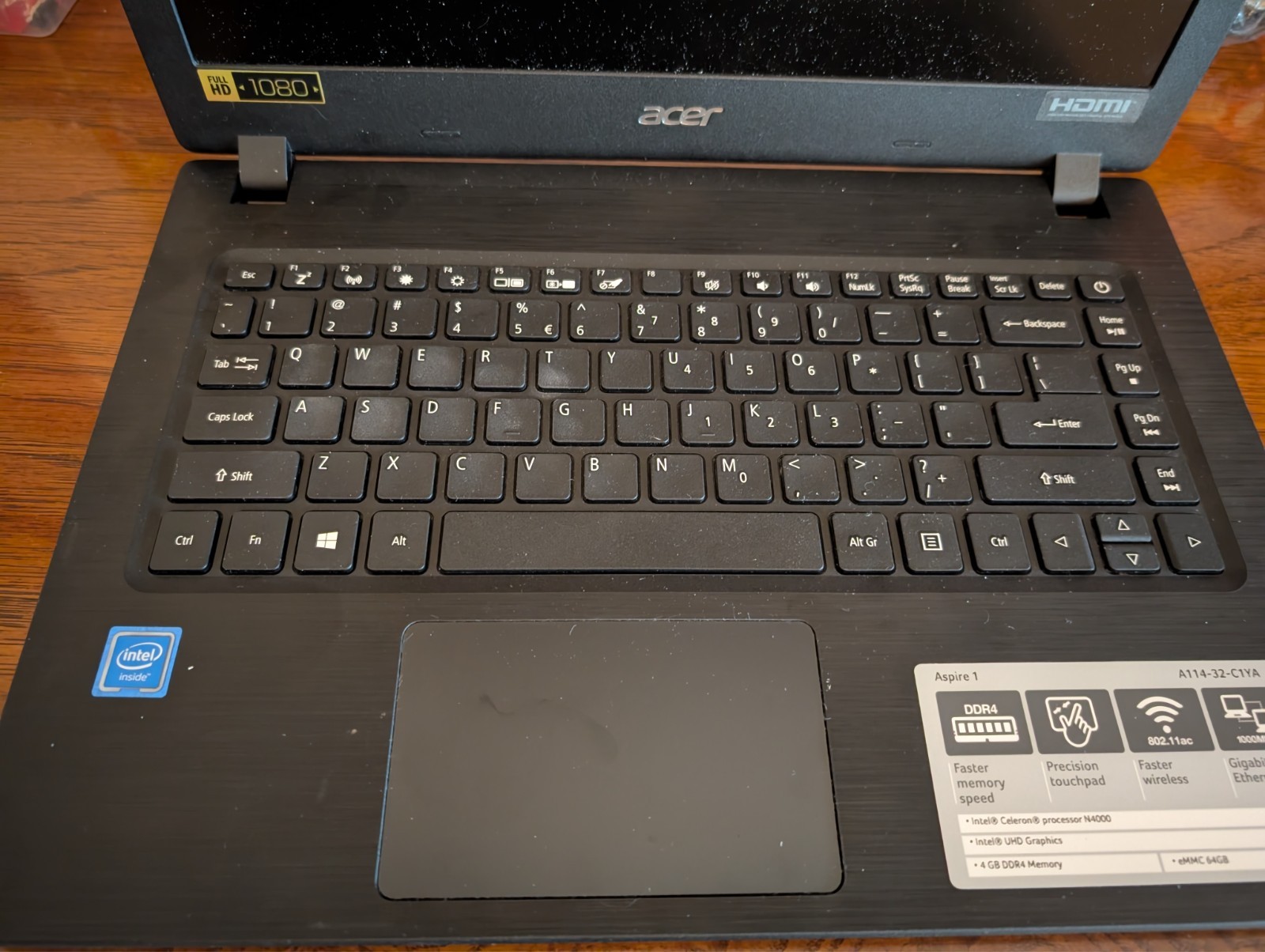 Acer Aspire 1 Laptop A114-32 N17Q4 Celeron N4000, 4GB RAM, 1080p LCD ***READ***